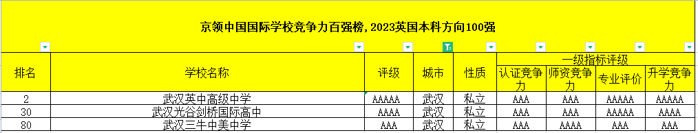2023年武漢國際高中排名(京領英國留學方向)